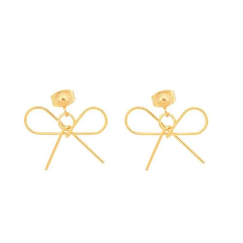 Stainless Steel Stud Earring, 304 Stainless Steel, Bowknot, fashion jewelry & for woman & hollow, golden, 21.5mm 