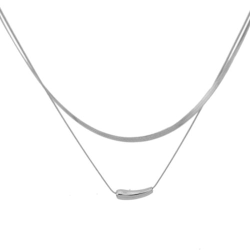 Stainless Steel Jewelry Necklace, 304 Stainless Steel, with 5cm extender chain, polished, Double Layer & fashion jewelry & for woman, original color Approx 42 cm 
