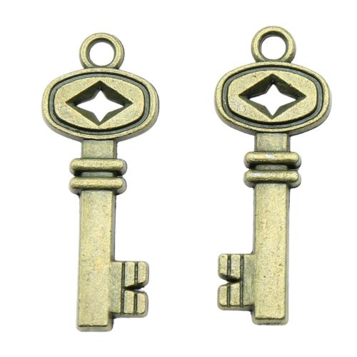 Zinc Alloy Key Pendants, antique bronze color plated, vintage & fashion jewelry & DIY 