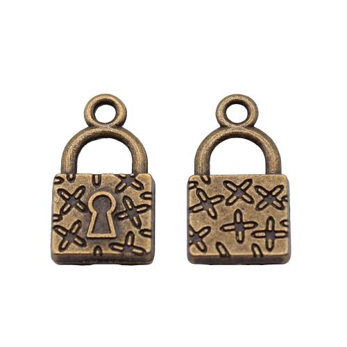 Zinc Alloy Lock Pendants, antique bronze color plated, vintage & fashion jewelry & DIY, 18mm [