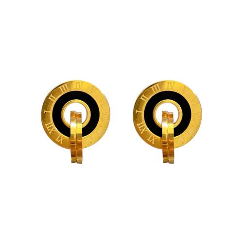 Edelstahl Stud Ohrring, 304 Edelstahl, Vakuum-Ionen-Beschichtung, Modeschmuck & für Frau, goldfarben, 12x14mm, verkauft von Paar