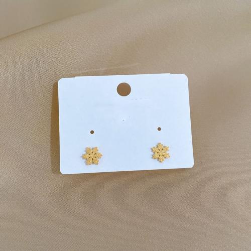 Stainless Steel Stud Earring, 304 Stainless Steel, Snowflake, Vacuum Ion Plating, fashion jewelry & for woman, golden, 8mm 