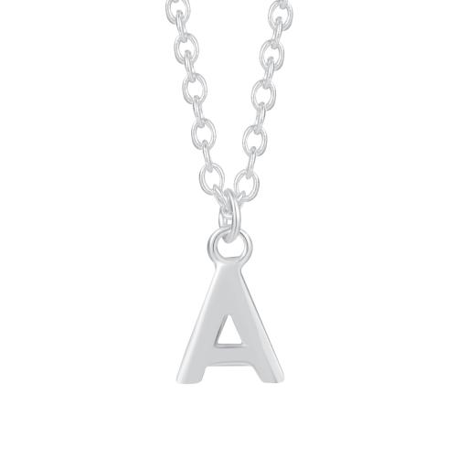 Sterling Silver Jewelry Necklace, 925 Sterling Silver, Letter A, for woman, silver color 
