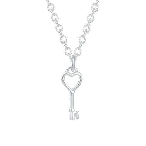 Sterling Silver Jewelry Necklace, 925 Sterling Silver, Key, for woman, silver color 