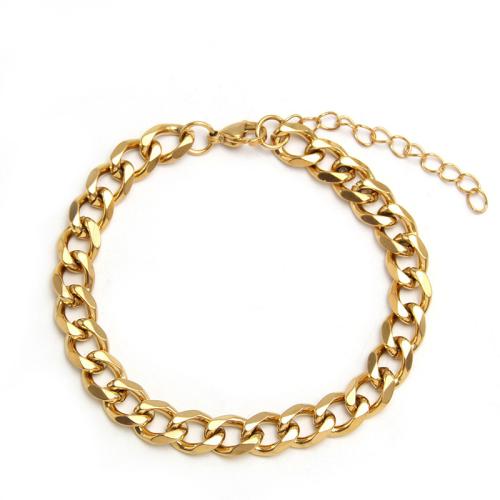 Stainless Steel Chain Bracelets, 304 Stainless Steel, with 5cm extender chain, plated, Unisex golden cm 