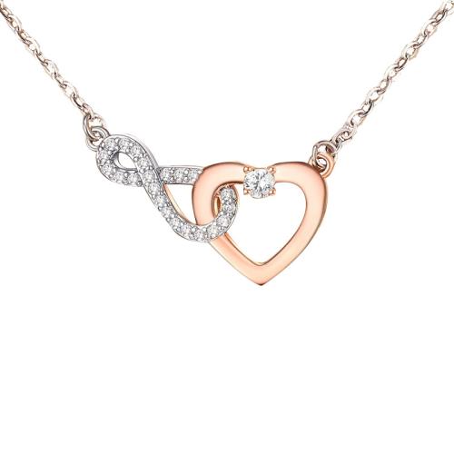 Zinc Alloy Cubic Zirconia Necklace & micro pave cubic zirconia & for woman, rose gold color 