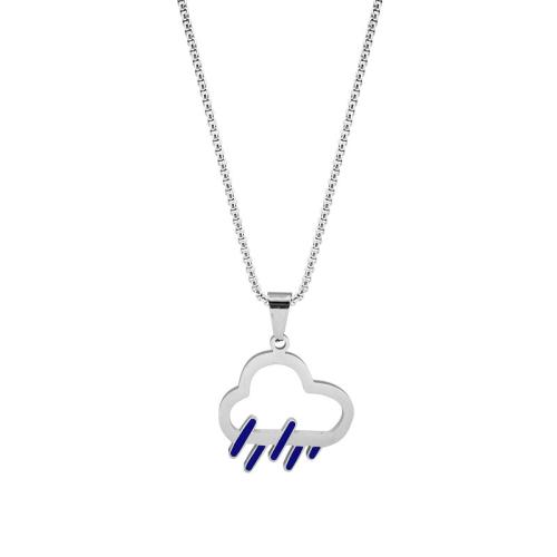 Titanium Steel Jewelry Necklace, polished, Unisex & enamel, original color cm 