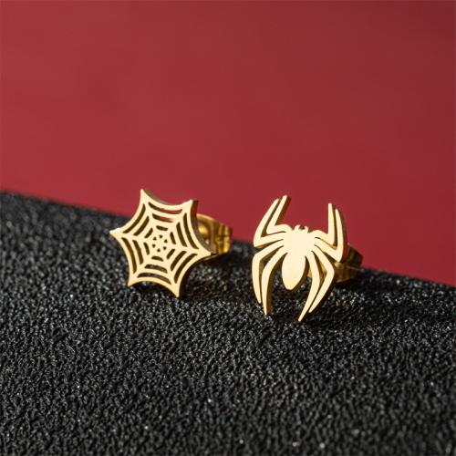 Stainless Steel Stud Earring, 304 Stainless Steel, Spider, Vacuum Ion Plating, fashion jewelry & for woman 