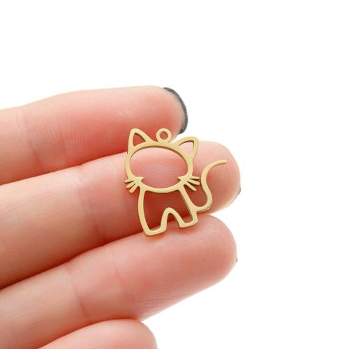Stainless Steel Animal Pendants, 304 Stainless Steel, Cat, Vacuum Ion Plating, fashion jewelry & DIY & hollow 
