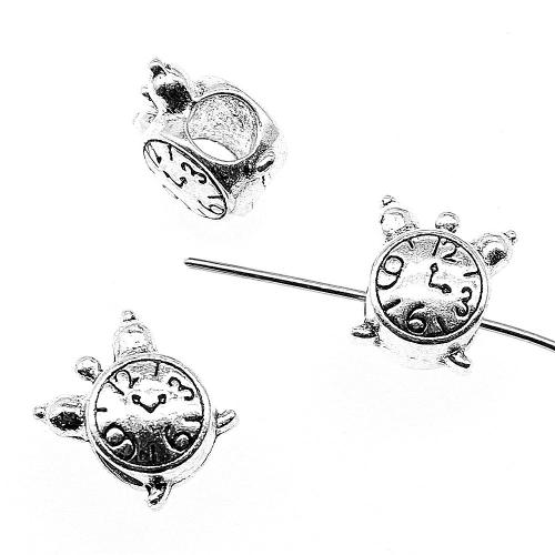 Zinc Alloy Large Hole Beads, Clock, antique silver color plated, vintage & fashion jewelry & DIY [