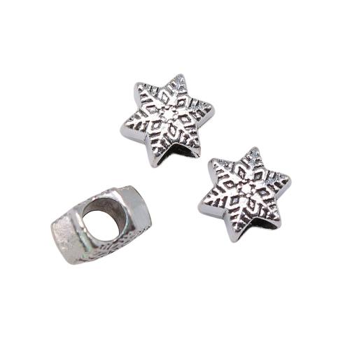 Zinc Alloy Large Hole Beads, Snowflake, antique silver color plated, vintage & fashion jewelry & DIY [