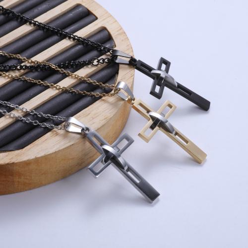 Edelstahl Schmuck Halskette, 304 Edelstahl, Kreuz, Modeschmuck & unisex & verschiedene Stile für Wahl, keine, 45x30mm, Länge:ca. 45 cm, verkauft von PC
