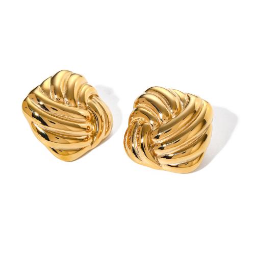 Edelstahl Stud Ohrring, 304 Edelstahl, 18K vergoldet, Modeschmuck & für Frau, goldfarben, 24.5x24.5mm, verkauft von Paar