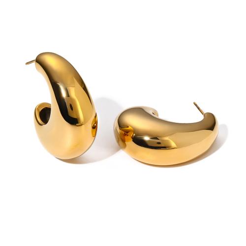 Edelstahl Stud Ohrring, 304 Edelstahl, 18K vergoldet, Modeschmuck & für Frau, goldfarben, 27.2x37.2mm, verkauft von Paar