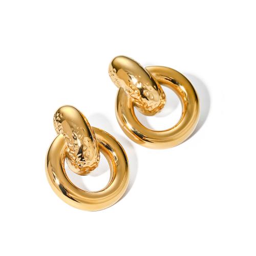 Edelstahl Stud Ohrring, 304 Edelstahl, 18K vergoldet, Modeschmuck & für Frau, goldfarben, 22.1x28mm, verkauft von Paar