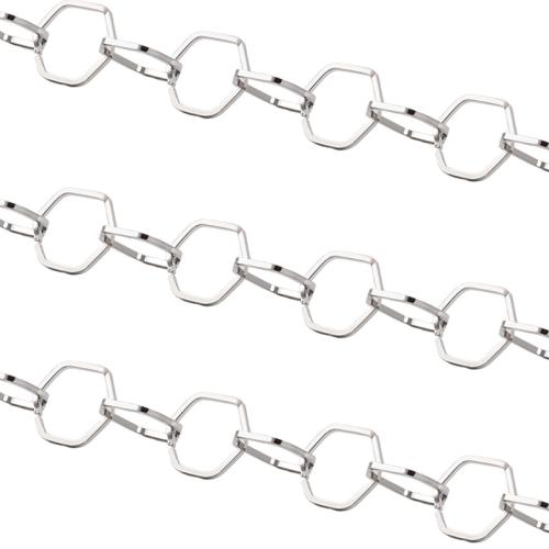 Stainless Steel Chain Jewelry, 304 Stainless Steel, Hexagon, DIY, original color 