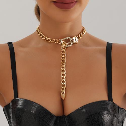 Zink Legierung Halskette, Zinklegierung, goldfarben plattiert, für Frau, verkauft von PC