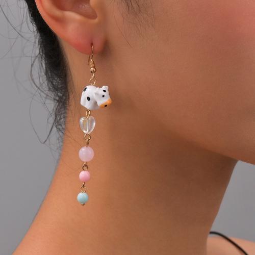 Iron Drop Earring, with Resin, plated, fashion jewelry, mixed colors, 81mm [