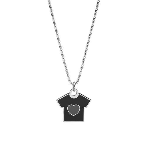 Titanium Steel Jewelry Necklace, Unisex & enamel, black cm 