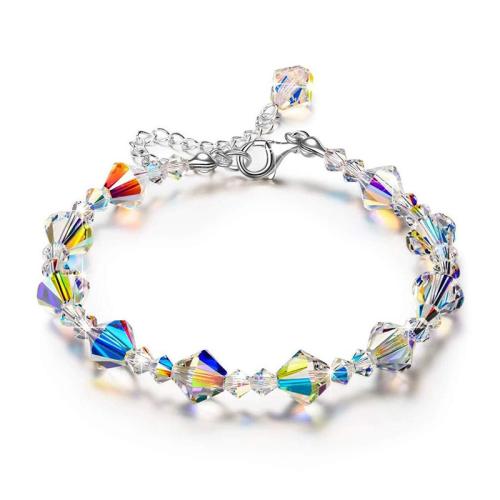 Bracelets de cristal, Acier inoxydable 304, avec cristal, fait à la main, styles différents pour le choix & pour femme, multicolore cm, Vendu par PC