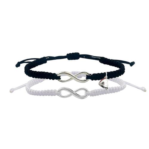 Fashion Jewelry Bracelet, Zinc Alloy, with Knot Cord & Magnet, handmade, 2 pieces & Unisex cm 