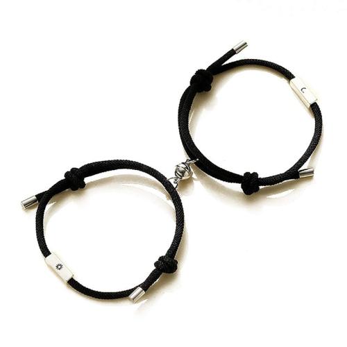 Bracelets cordon en nylon, alliage de zinc, avec Cordon milanais, fait à la main, 2 pièces & unisexe, plus de couleurs à choisir cm, Vendu par fixé