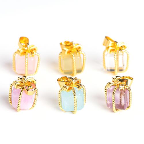 Gemstone Brass Pendants, with Brass, gift shape, DIY [