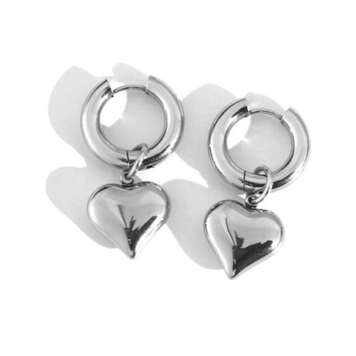 Titanium Steel Earrings, Heart, plated, for woman 4mm 