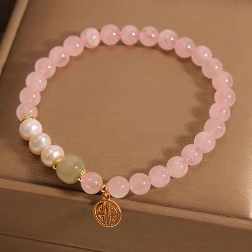 pierre gemme bracelet, avec perle de plastique & alliage de zinc, fait à la main, différents matériaux pour le choix & pour femme Environ 6-8 pouce, Vendu par PC
