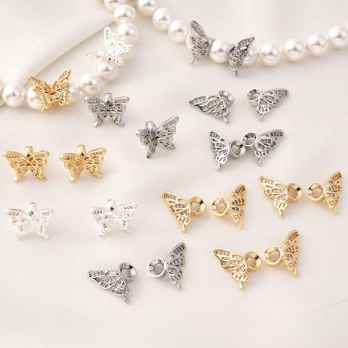 Brass Spacer Beads, Butterfly, plated, DIY & micro pave cubic zirconia 