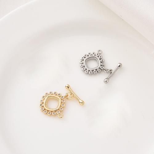 Brass Toggle Clasp, plated, DIY & micro pave cubic zirconia 12mm [