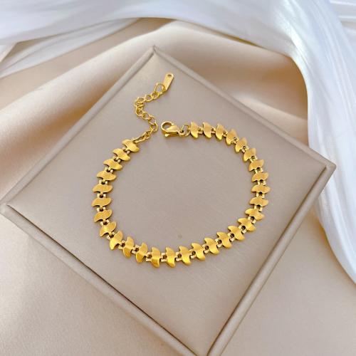 Stainless Steel Chain Bracelets, 304 Stainless Steel, with 3cm extender chain, Vacuum Ion Plating, fashion jewelry & for woman, golden cm 