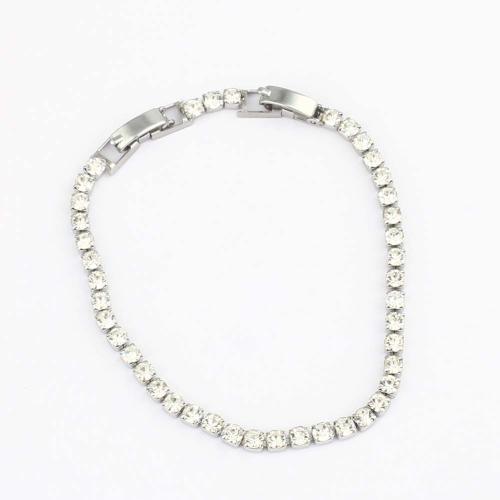 Stainless Steel Chain Bracelets, 304 Stainless Steel, plated, fashion jewelry & micro pave cubic zirconia .5 cm 