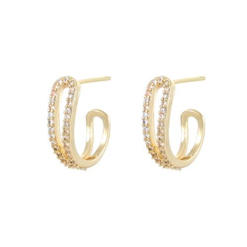 Cubic Zirconia Micro Pave Brass Earring, plated & micro pave cubic zirconia & for woman & enamel 