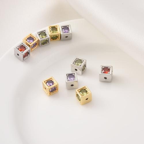 Entretoise de perles en laiton, Placage, DIY & pavé de micro zircon, plus de couleurs à choisir, 6.7mm Environ 1.6mm, Vendu par PC