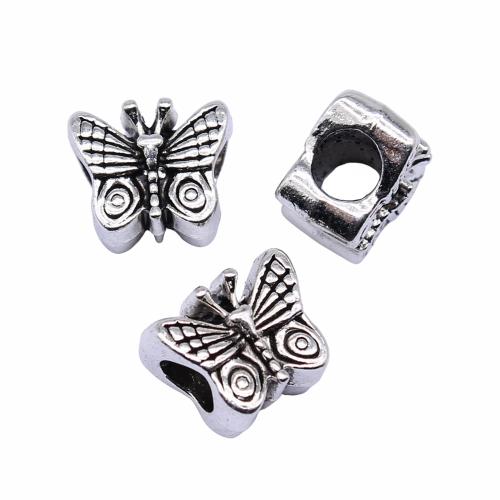 Zinc Alloy Large Hole Beads, Butterfly, antique silver color plated, vintage & fashion jewelry & DIY 