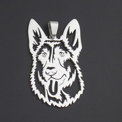 Stainless Steel Animal Pendants, 304 Stainless Steel, Wolf, plated, DIY, silver color 