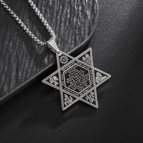 Stainless Steel Jewelry Necklace, 304 Stainless Steel, Star, plated, fashion jewelry, silver color cm 