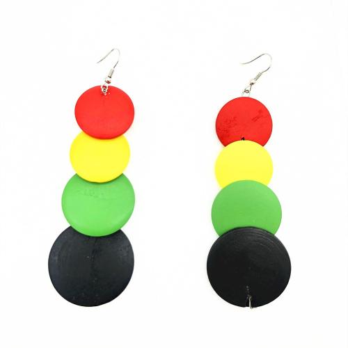 Wood Earring, fashion jewelry & for woman, multi-colored 