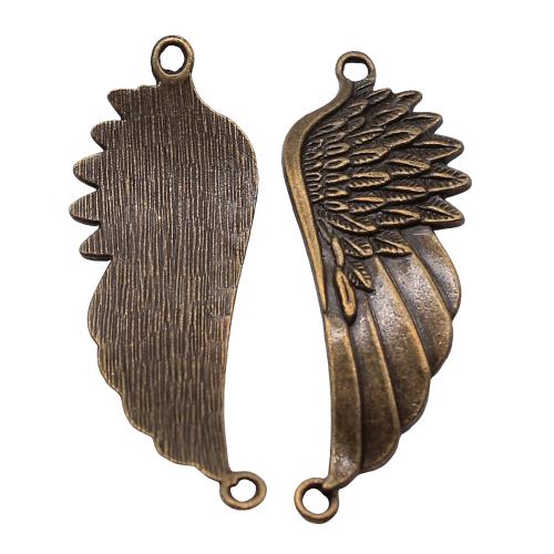 Zinc Alloy Charm Connector, Wing Shape, antique bronze color plated, vintage & fashion jewelry & DIY & 1/1 loop 