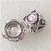 Rhinestone Zinc Alloy European Beads, Tube, plated, without troll & with rhinestone Approx 4mm 