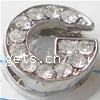 Zinc Alloy Letter Slide Charm, Letter G, plated, with Mideast rhinestone nickel free 