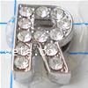Zinc Alloy Letter Slide Charm, Letter R, plated, with Mideast rhinestone nickel, lead & cadmium free, Grade A Approx 2mm 