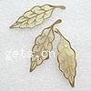 Brass Reseau Finding, Leaf, plated, hollow 
