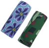 Tube Polymer Clay Beads, with flower pattern, mixed colors 