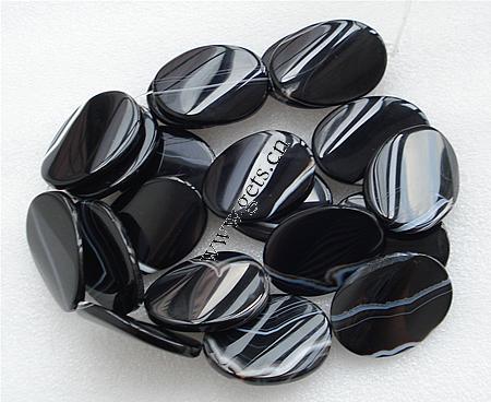 Natürliche Streifen Achat Perlen, oval, Weitere Größen für Wahl, schwarz, Grad AAA, Länge:ca. 16 ZollInch, verkauft von Strang