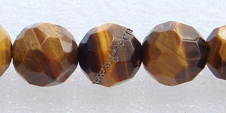 Tiger Eye Beads, Round, different size for choice & Customized & handmade faceted, brown, Grade AA, Length:15.5 Inch, Sold By Strand