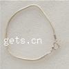 Brass European Bracelet Chain, brass lobster clasp, plated nickel, lead & cadmium free, 3mm [