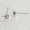 Brass Earring Stud Component, stainless steel post pin, Flat Round, plated, with loop Approx 1.5mm 