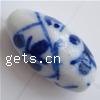 Perles en céramique bleu et blanc 
, porcelaine, ovale, blanc Vendu par sac